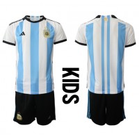 Argentina Hjemme Trøje Børn VM 2022 Kortærmet (+ Korte bukser)